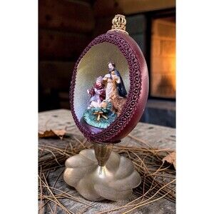 Vintage Real Goose Egg Nativity Diorama – Handcrafted Religious Christmas Decor